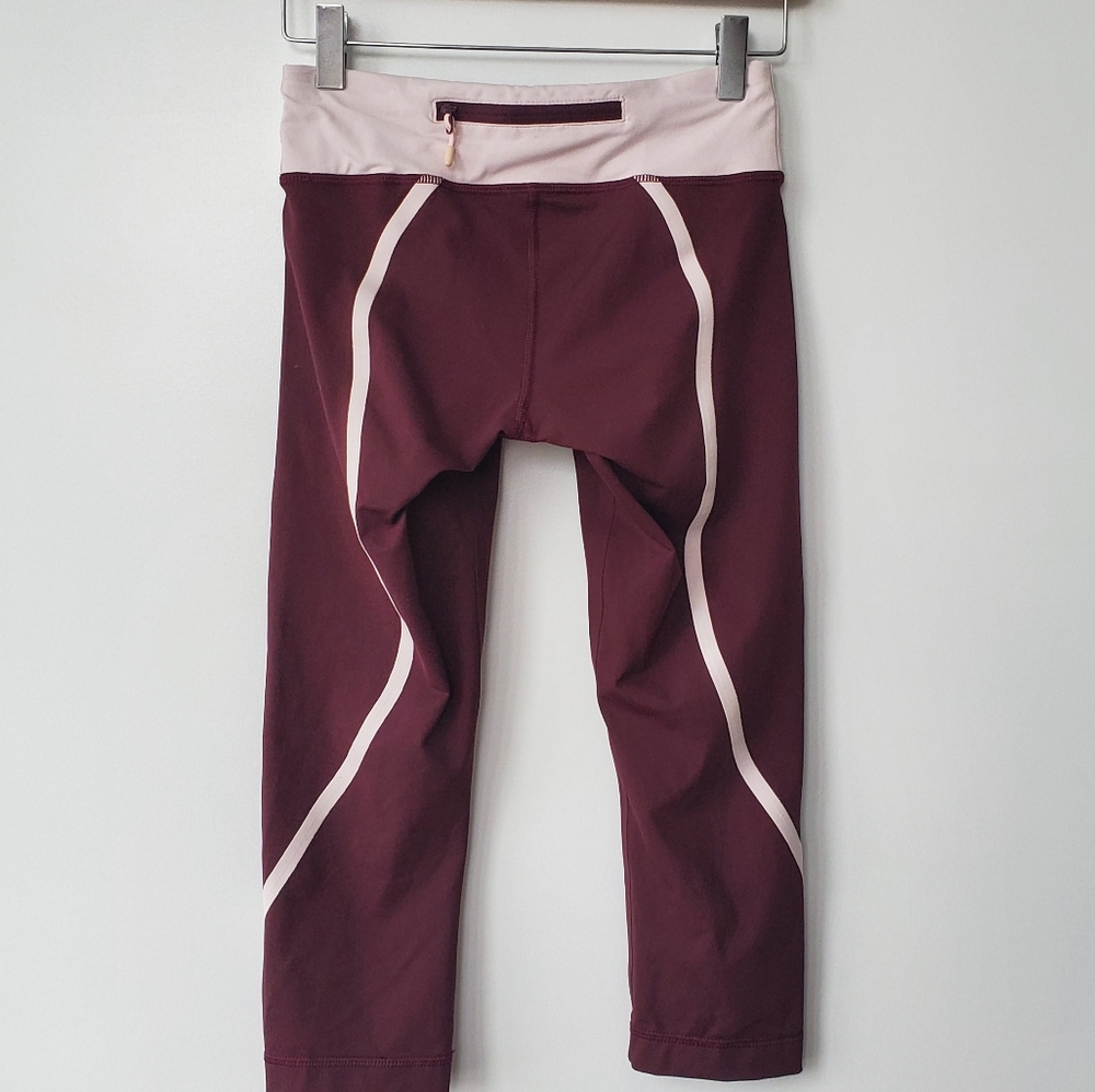 Lululemon Run Inspire Crop Maroon Leggings - Picture 4 of 7